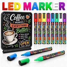 1pc 6/8/12/24 Colors Washable & Wet-Wipe Liquid Chalk Markers, Suitable For Blackboard, Blackboard Sign, Whiteboard, LED Glass Window, First Day Of School - Multicolor - View 1