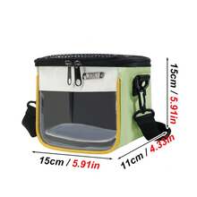 Bolsa de viaje para mascotas, portátil, de tela de malla transpirable, con ventana transparente, adecuada para hámsters, ardillas, loros, bolsa cruzada para viajes al aire libre. - Negro - Ver 3