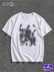 Y2K Summer Shadow Unisex Graphic T-Shirt In Cotton, Streetwear Style - 白色 - 查看 7