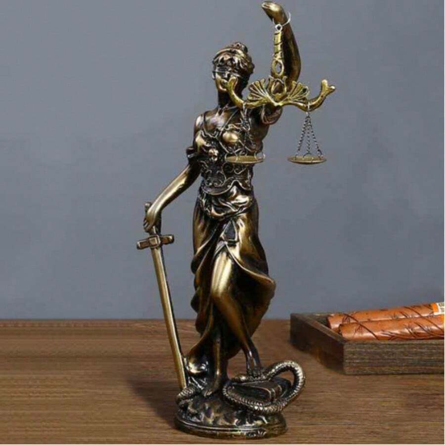 1pc 2D Flat High Definition Printed Non-3D Decorative Lady Justice Statue Home Decor Office Bookshelf Ornament Justice Fairness Equity Law Scales
