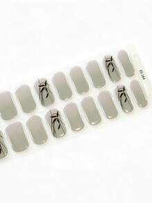 半固化凝膠美甲貼片 20片裝 長效沙龍級美甲貼紙 易貼易撕 UV燈使用 - 霧霾藍 - 查看 6