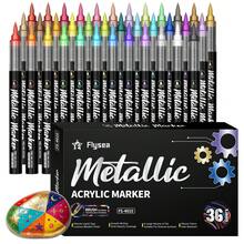Flysea 48/36/24/12 Colors Direct Liquid Acrylic Paint Markers, Colorful Marker Pens, Coloring Set, Quick Drying, Fade-Resistant, Perfect For Painting, Illustration, Craft Arts, School Back To School Season For Coloring Books And Other DIY Projects, Suitable For Paper, Fabric, Wood, Rock, Plastic, Glass, Ceramic, Pumpkin, Metal, Etc., Easter, Thanksgiving, Halloween, Christmas Gifts And Supplies - Multicolor - View 12