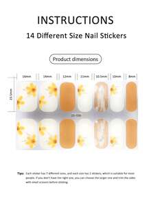 Coral Pink No-Bake Gel Nail Sticker Nail Oil Film Waterproof Nail Sticker Sticker Solid Color Green Onion Powder Jump Color Gradient Full Sticker - 黃色 - 查看 3