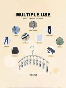 Rotating Curved Hanger With 10 Clips, Dual Function For Closet Storage And Pantyhose Hanging; Suitable For Clothing Stores, Also An Ideal Gift For Valentine's Day, Weddings Or Birthdays. - Multicolor - View 10