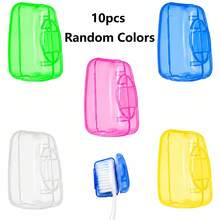 3/5/10 piezas Cubiertas protectoras para cabezal de cepillo de dientes de viaje, tapas para cepillo de dientes, caja protectora para cepillo, clips de plástico portátiles, adecuados para hogar/viaje/camping/baño/escuela/negocios (color aleatorio) - Multicolor - Ver 9