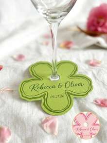1-48pcs Customized Name Floral Wine Glass Labels, Personalized Wedding Date Floral Seating Cards, Wedding Customized Text Wine Glass Name Labels, Wedding Table Wine Glass Identification Cards, Wedding Gift Matching Small Cards - Multicolor - View 12