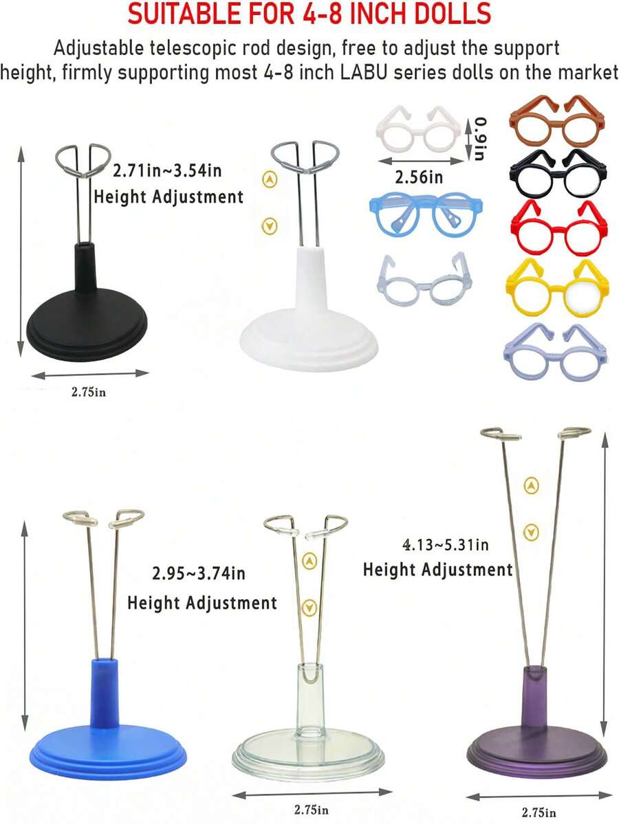 1-5pcs Adjustable Multicolor Plastic Doll Stands, Suitable For 4-8 Inches, Display Rack, Gift For Friends, Birthday, Summer Travel, Party, Graduation, Halloween, Wedding, Back To School - Multiple Styles - View 1