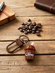 1pc Cute Coffee Bean Keychain For Women, Realistic Coffee Bean, Mini Coffee Cup Keychain, Bag Charm - Multicolor - View 7