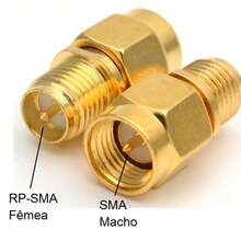 Conector Adaptador SMA Macho para RP-SMA Fêmea - kit 2 Pç - Visão 3