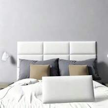 5pcs 3D Self-Adhesive Wall Protectors, Solid Color Soft Bedside And Tatami Wall Surround Stickers, Washable - 5pcs Soft Pack - View 1