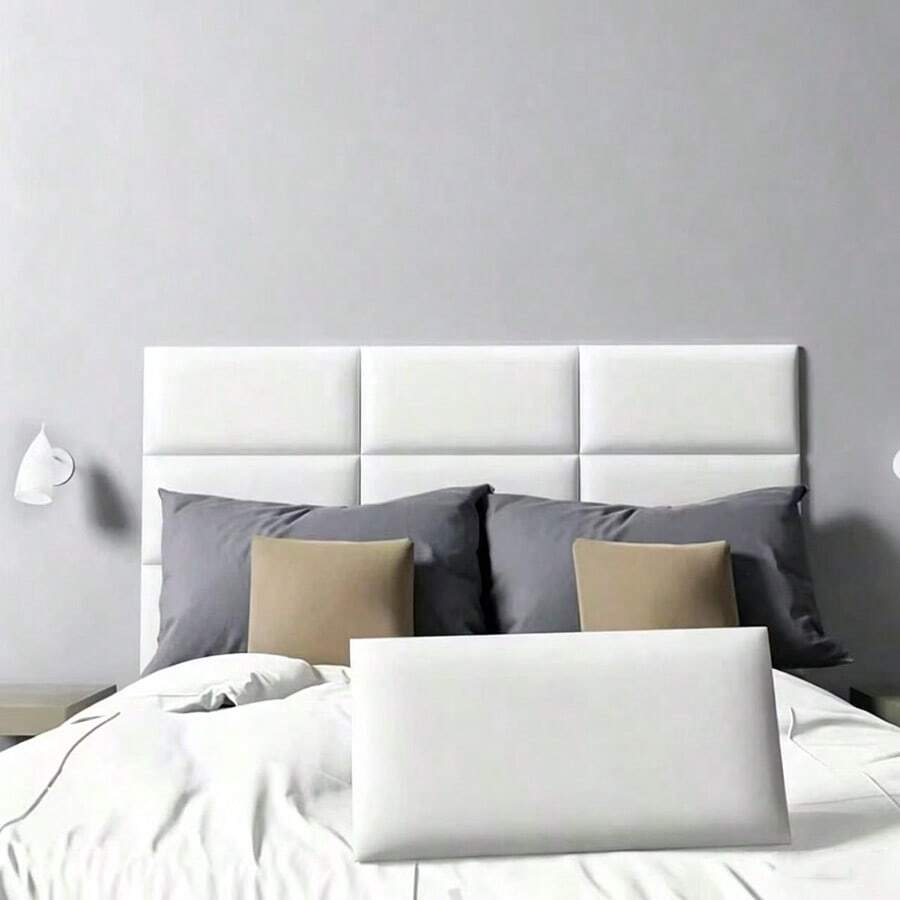 5pcs 3D Self-Adhesive Wall Protectors, Solid Color Soft Bedside And Tatami Wall Surround Stickers, Washable - 5pcs Soft Pack - View 1