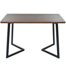 117 X 68 Cm Dining Table / Modern Marble Pattern Rectangular Dining Table / Dining Table Made Of MDF / Table Frame Made Of Metal / With Metal Legs / Suitable For Dining Room And Living Room - 胡桃木色+黑色 - 查看 7