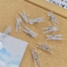 20入透明塑膠圖釘，適用於照片與文件，多用途夾式圖釘，可用於辦公室佈告欄與居家裝飾 - 透明小號 - 查看 3