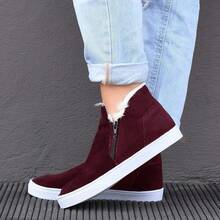Bota Coturno Feminino De Pelo Lã De Inverno Frio Promoção 2026 Premium 26 - vermelho bordô - Visão 2