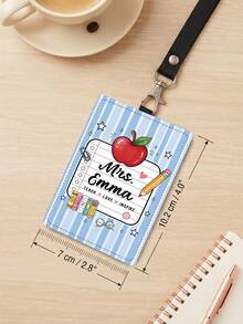 1pc Custom Teacher Apple ID Badge Holder, Personalized Teach Love Inspire Card Sleeve,Teacher Appreciation Gift,Back To School,Teacher Gift,Staff Tag - Multicolor - View 7