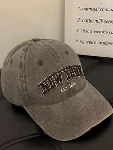 1pc Embroidered NEW YORK Washed Baseball Cap, Outdoor Adjustable Sun Protection Casual Hat, Suitable For Spring/Autumn Travel, Beach Vacation, Men/Women Sun Hat, Y2K Style Youth Hat [Washed Hat Colors Vary In Shade] - Coffee - View 7