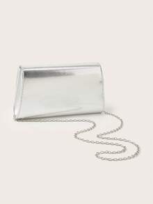 Elegant Large Women's PU Material Clutch Evening Bag Ball Handbag With Detachable Chain,Suitable For Weddings, Parties, Banquets And Other Occasions - Silver - View 5