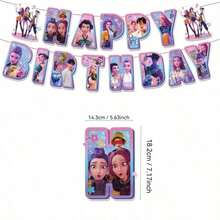 Mattel K-Pop Demon Hunter Birthday Theme Party Decoration Supplies Banner Bunting Cake Topper - Banner - View 3