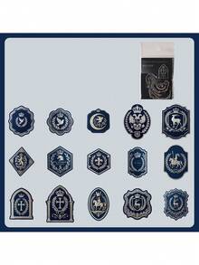 1 paquete de 15 pegatinas de insignias doradas de estilo europeo para planificador, calcomanías vintage creativas y estéticas, materiales de manualidades para collage y decoración DIY, regalo festivo, suministros de papelería escolar personalizados para álbum de recortes - W.P. - Ver 17