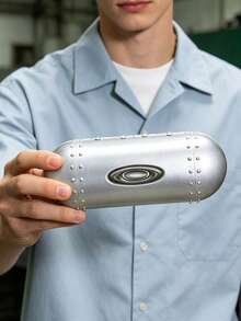 1pc Oakley Aluminum Capsule Hard Glasses Case, Shockproof Fashion Eyewear Storage Accessory Gift OAKLEY-GIFT-2 - Silver - View 5