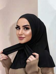 1 Peça Touca Hijab Fashion Casual Elegante Lenço Instantâneo Esportivo com Botão Cobertura de Cabeça Touca Hijab Clássica Minimalista Fashion Casual Elegante Modesta Modal Brilho Algodão Tecido Sedoso Macio Amigável à Pele Respirável Confortável Aba Longa Uso Duplo Lenço Instantâneo Cobertura de Cabeça Esportiva Turbante Jersey Adequado para Vida Diária Festivais Reuniões Oração - Multicolorido - Visão 3