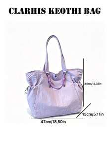 Soft Casual Tote Bag, Long Strap Large Capacity Storage Shopping Bag, Suitable For Weekend Outings - Mauve Purple - View 2