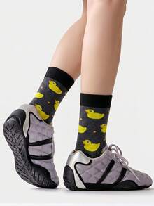 1/5/10 Pairs Women's Mid-Calf Socks, Fun Pineapple Cartoon Unisex Sports Style Long Socks, Crazy Happy Socks - Multicolor - View 10