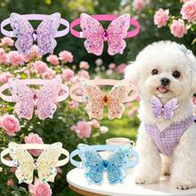 6pcs/Pack (Random Color/Pattern) Adjustable Dog Bow Tie Collar, Suitable For Small Puppies, With Bow Tie Decoration, Spring/Summer Fashion Pet Supplies, Suitable For Parties, Photography, Daily Wear - Bow Tie Collar - Multicolor - View 2