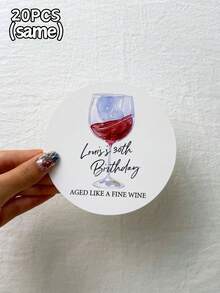 Customized Cardboard Coasters, Round Coasters With Personalized Name And Date, Customizable Text Desktop Decor, Birthday, Bachelor Party, Wedding, Wine Glass Theme Coasters, Personalized Commemorative Gift - Multicolor - View 36