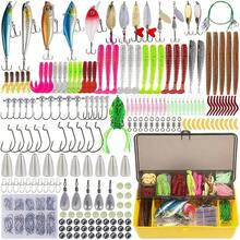 Kit de 302 señuelos de Pesca, Cebo Duro Artificial con Anzuelos de Pesca Gusanos Larvas Bichos Sábalos Gusanos de Cola y Cajas, Cebo de Agua Dulce para Lubina, Accesorios de Pesca para el mar - Multicolor - Ver 1