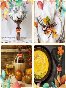 Halloween Pumpkin Lantern Witch Hat Spider Web Design Metal Napkin Rings Holiday Table Decor - Multicolor - View 6