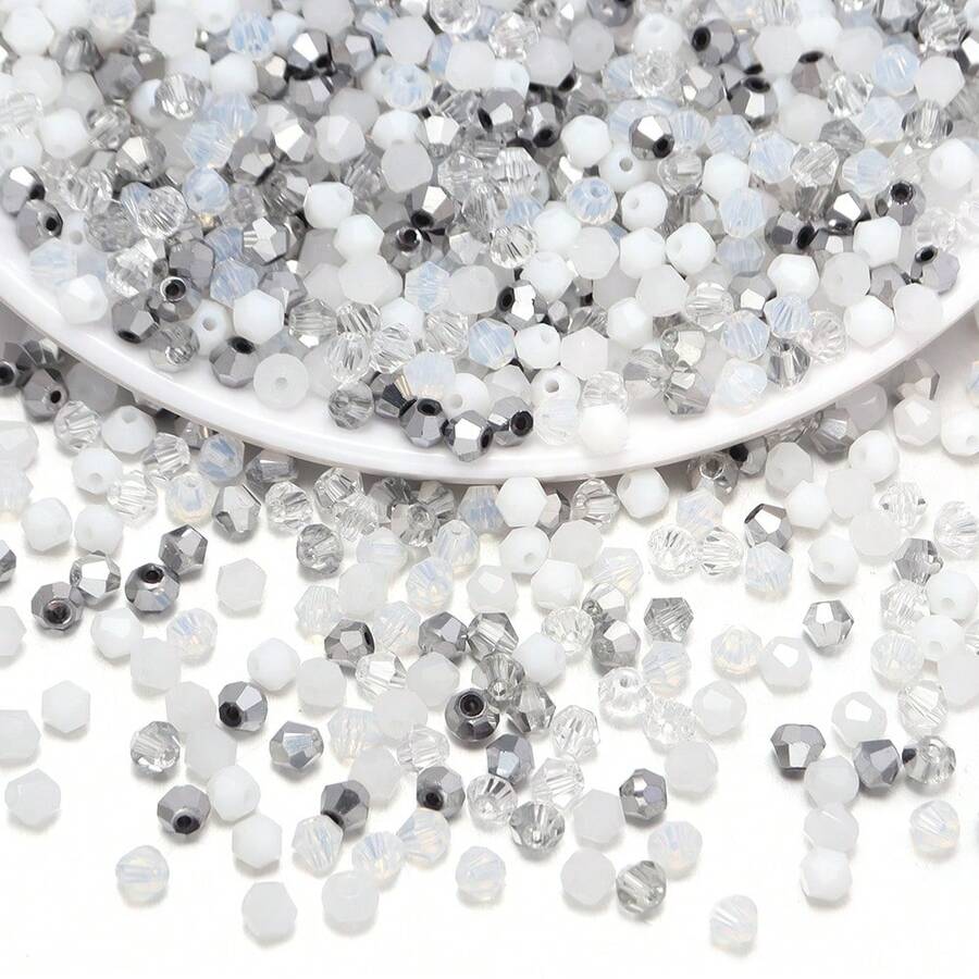 White Glass Crystal Spiked Beads 1 Pack, Random Color Shades (Random Quantity Per Color), Approx. 200pcs/Bag