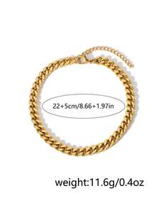 Nooxian 1 pièce Cheville en acier inoxydable de couleur or 6mm style cubain pour femmes, bijoux de plage - Or jaune - Voir 5