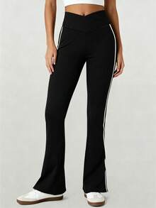 CZRLHYT High-Waisted Leggings For Women, Suitable For Everyday Fitness And Yoga, Featuring A Flared Design And A Shapely Bottom. - 黑與白 - 查看 4