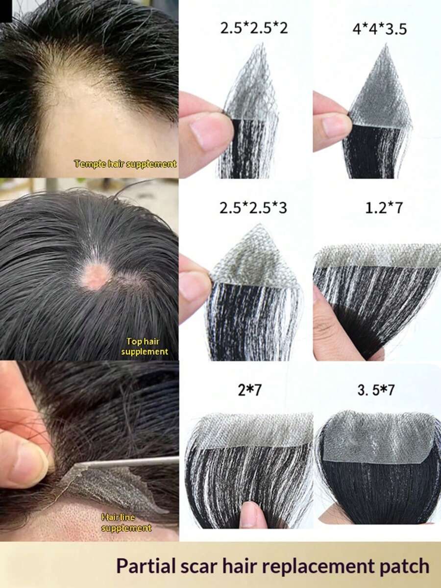 Frontal Hair Piece Hairline Replacement Patch, Invisible Thin PU Material, Men's Frontal Hairline Replacement Patch, Suitable For Baldness Hair Replacement, Unisex, Halloween