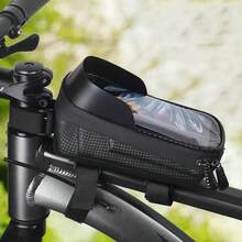 Bicycle Front Frame Bag Strap Tube Bag, Mountain Bike Front Frame Bag, Cycling Seat Front Frame Phone Storage Bag - Black - View 6