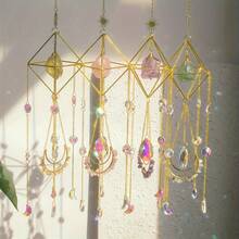 Crushed Moon Copper Frame Sun Catcher Window Hanging, Housewarming Gift, Rainbow Maker, Crystal Indoor Garden Home Decor, Gemstone Prism, Bohemian Decor, Natural Stone - Crystal Copper Frame - View 3