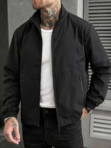 Men's Autumn Casual Outdoor Sports Jacket, Simple Everyday Versatile Jacket - Black - View 1