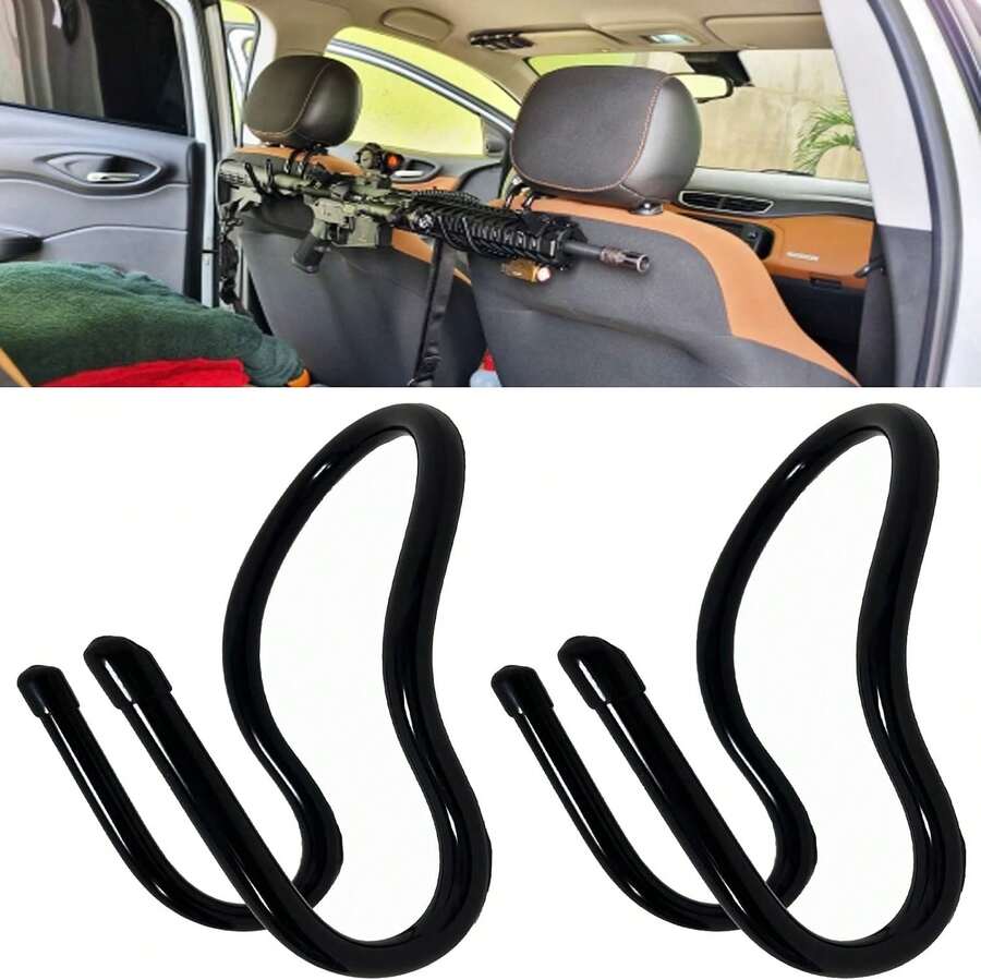 2 Pack Seat Back Gun Rack Bow Rack Holder Gun Holder Gun Sling Organizer For Truck, Car To Hold Rifles - No Installation Tools Required, Simple To Install - No Rifles Included - White - View 1
