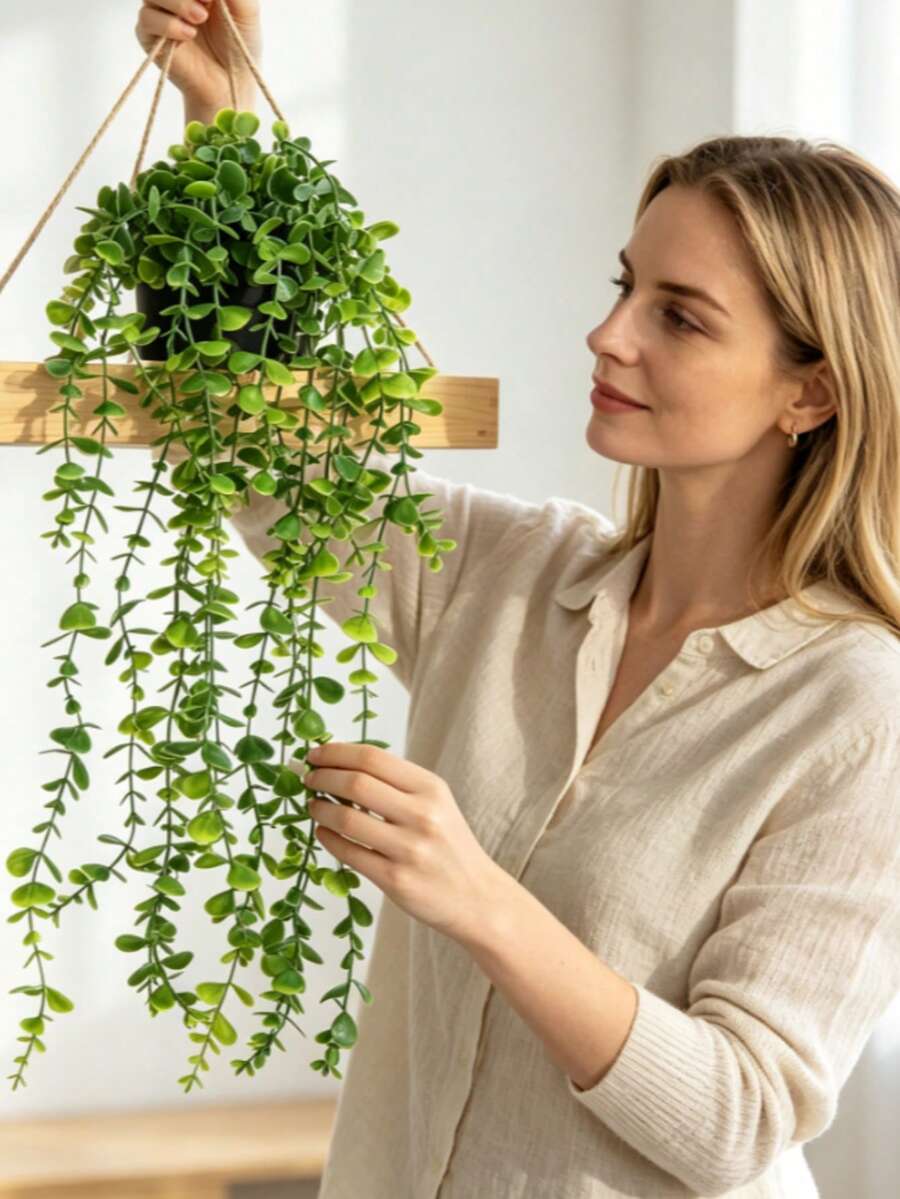 Artificial Plants Hanging Planter Wall-Mounted Shelf Decor Suitable For Indoor Outdoor Living Room Shelf Decoration Home Decor Room Decor Garden Decor Wall Decor - Eucalyptus - View 1