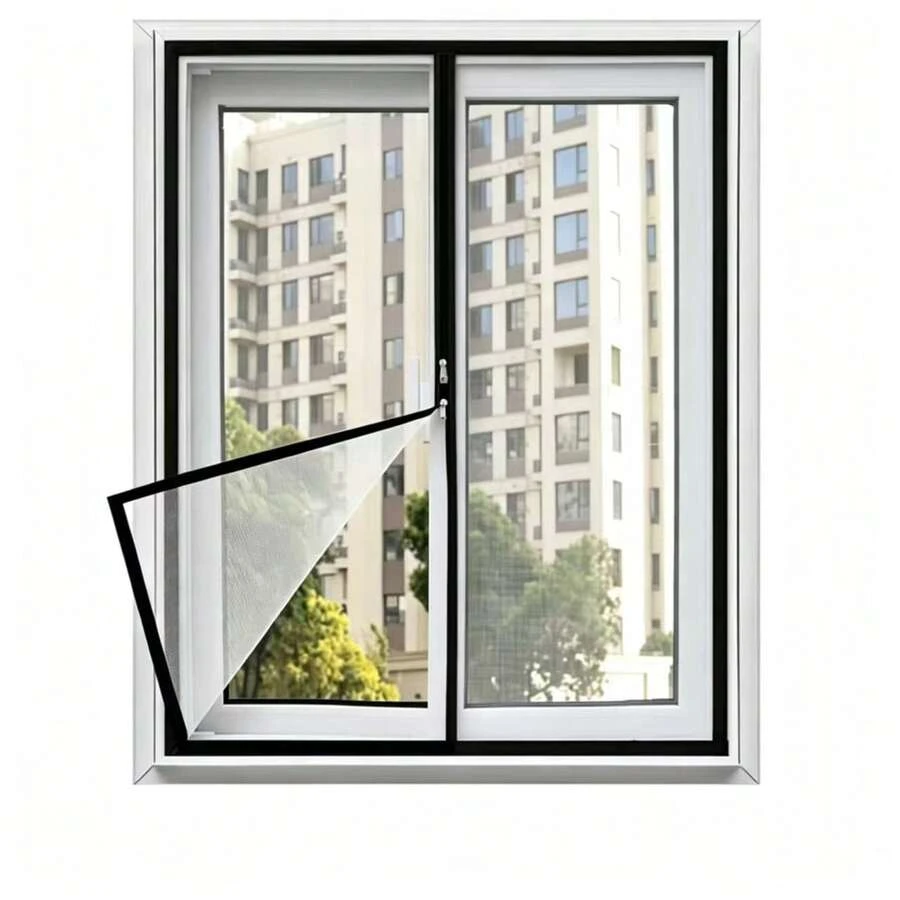 High-Density Invisible Screen Mesh, Easy Self-Install Mosquito Screen For Home Casement Windows - White Netting With Black Border - View 1