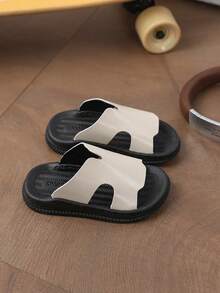 Dép lê trẻ em unisex cho bé tập đi và trẻ lớn, màu trơn, mùa hè, đi ngoài trời, thiết kế rỗng chống trượt, đế mềm, dùng trong nhà, phòng tắm, đi biển, phong cách thường ngày đa năng - Màu be - Xem 6