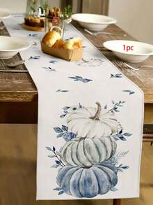 1 Stück Thanksgiving blauer Kürbis Tischläufer, Kürbis Platzset, Kissenbezug, Herbst/Winter ländlicher Stil, Thanksgiving Heim- & Küchendekoration, geeignet für Thanksgiving Familiendekoration und Partydekoration - Verschiedenfarbig - Übersicht 13