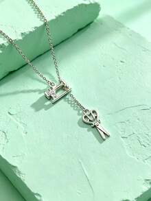 Retro Craft Theme Lasso Necklace, Adjustable Lariat Sewing Machine Scissors Charm Necklace, Hypoallergenic Tailor Seamstress Jewelry Gift For Her - Scissors - View 5