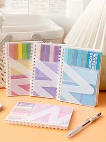 1pc Multifunctional Sticky Note Combination Notebook, Sticky Notes With Adhesive, INS Style Index Tabs, Soft Spiral Bound Lined Loose-Leaf Notebook - Multicolor - View 2