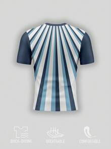1pc Personalized Argentina 2026 World Cup Pre-Match Men's Training Jersey - Custom Name, Number & Team Logo Short Sleeve T-Shirt. Suitable For School Teams. - Multicolor - View 3