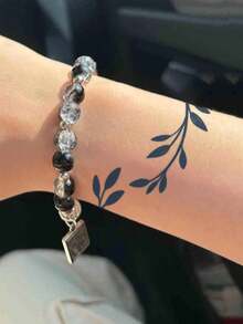 1Pc Tattoo Fake Y2K Temporary Tattoos Simple Plants Semi Permanent Waterproof Sweatproof Last For 1-2 Weeks Anti-Friction Non-Reflective Black For Woman And Men Arm Chest Waist Back Tattoo Stickers - Black - View 3