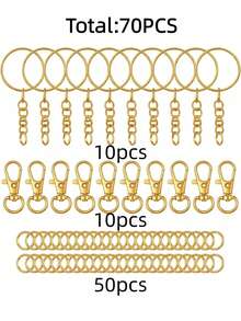 70/140/280/560pcs Keychain Making Material Set - 40 Swivel Clasps, 10 Key Rings, 50 Open Rings, DIY Keychain Craft Tools (Gold/Silver) - Multicolor - View 11