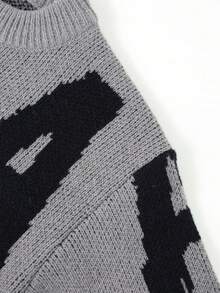 1pc Men's New Autumn/Winter Warm All-Match Knit Pullover Sweater, Loose Fit, Commute, Casual, Versatile Knit Top - Grey - View 5