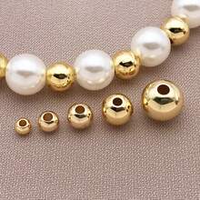 5pcs 3 4 5 6mmRound Spacer Beads 18K Gold Plated Brass Beads Separators Beads For DIY Handmade Jewelry Accessories - Multicolor - View 6